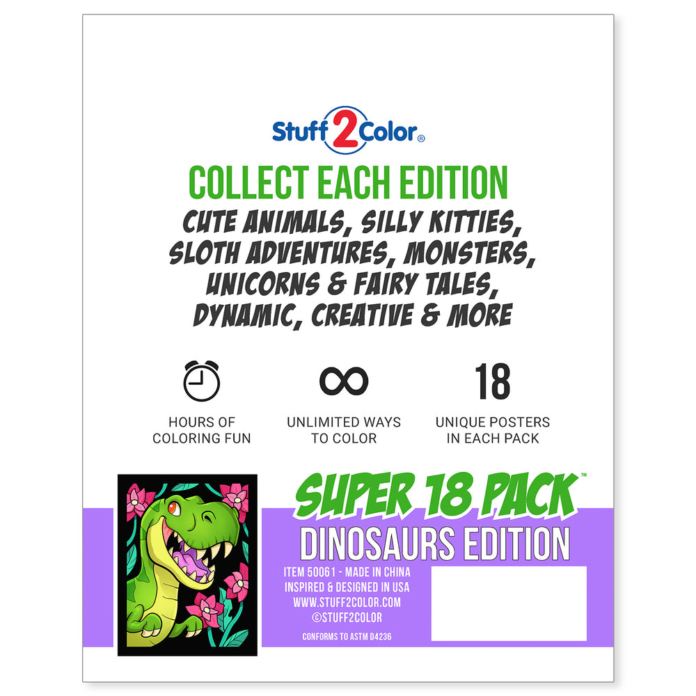 Stuff2Color Monsters - 6 Pack of Fuzzy Velvet Coloring Posters - Arrives  Uncolored - Great []