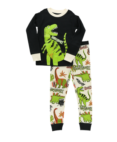 Youth Green Dinosnore PJ Set