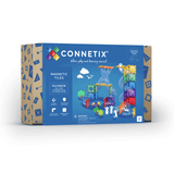 Connetix box showing colorful marble run creations.