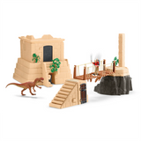 The temple, Monolophosaurus, and collapsing bridge obstacle.