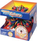 Bright and colorful hoberman sphere in the box.