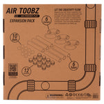 Back of Air Toobz expansion pack box. Lists the 34 pieces in the expansion pack.  6 corners, 6 tubes, 12 connectors, and 10 balls.