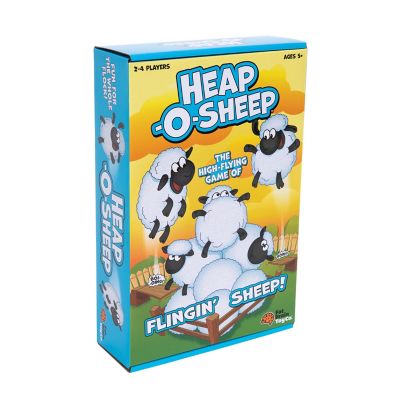 box shows cartoon sheep piling up in a pen and flying through the air
