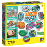 Front of box with image of decorated rocks.  No paint - no mess!  Everything you need is included just add water.  
