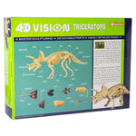 4D Vision Triceratops back of box with image labeling all the bones and organs included with the model.  