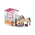 Horse Stall with Arabian Horses and Groom
